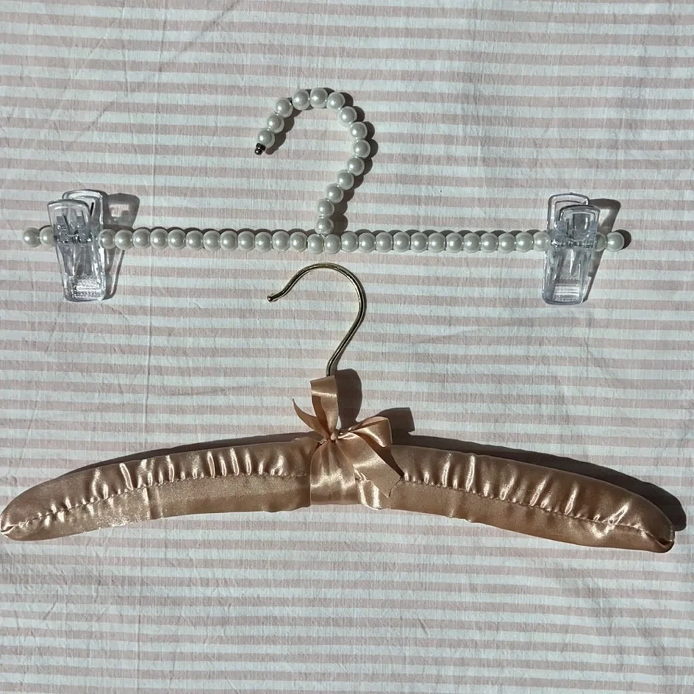 Homegoods Hangers Satin Rose Pink Blush and Pearl